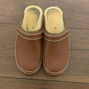 Brown clogs
